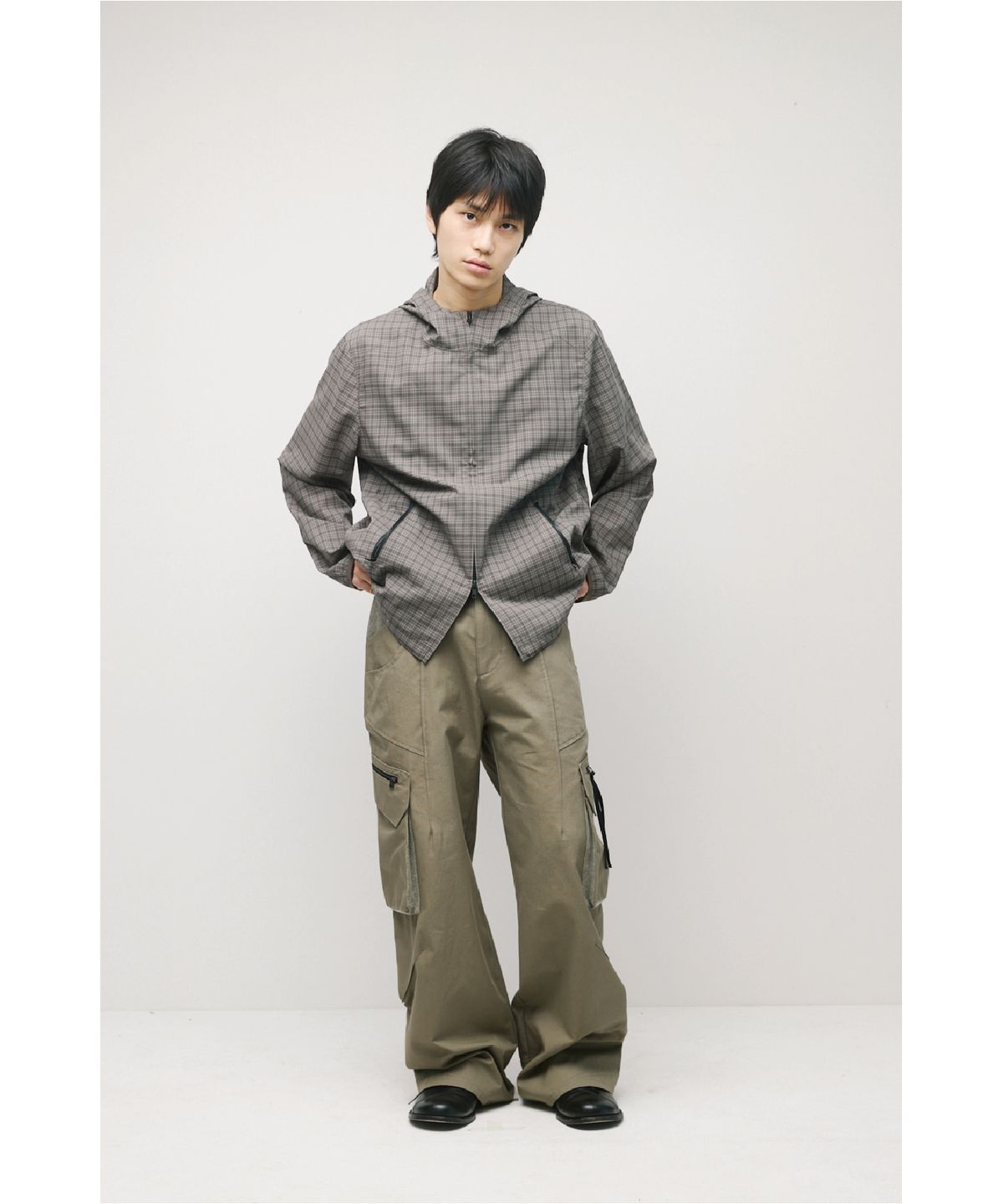 해칭룸(HATCHINGROOM) Vented WIndbreaker Wool Check Olive