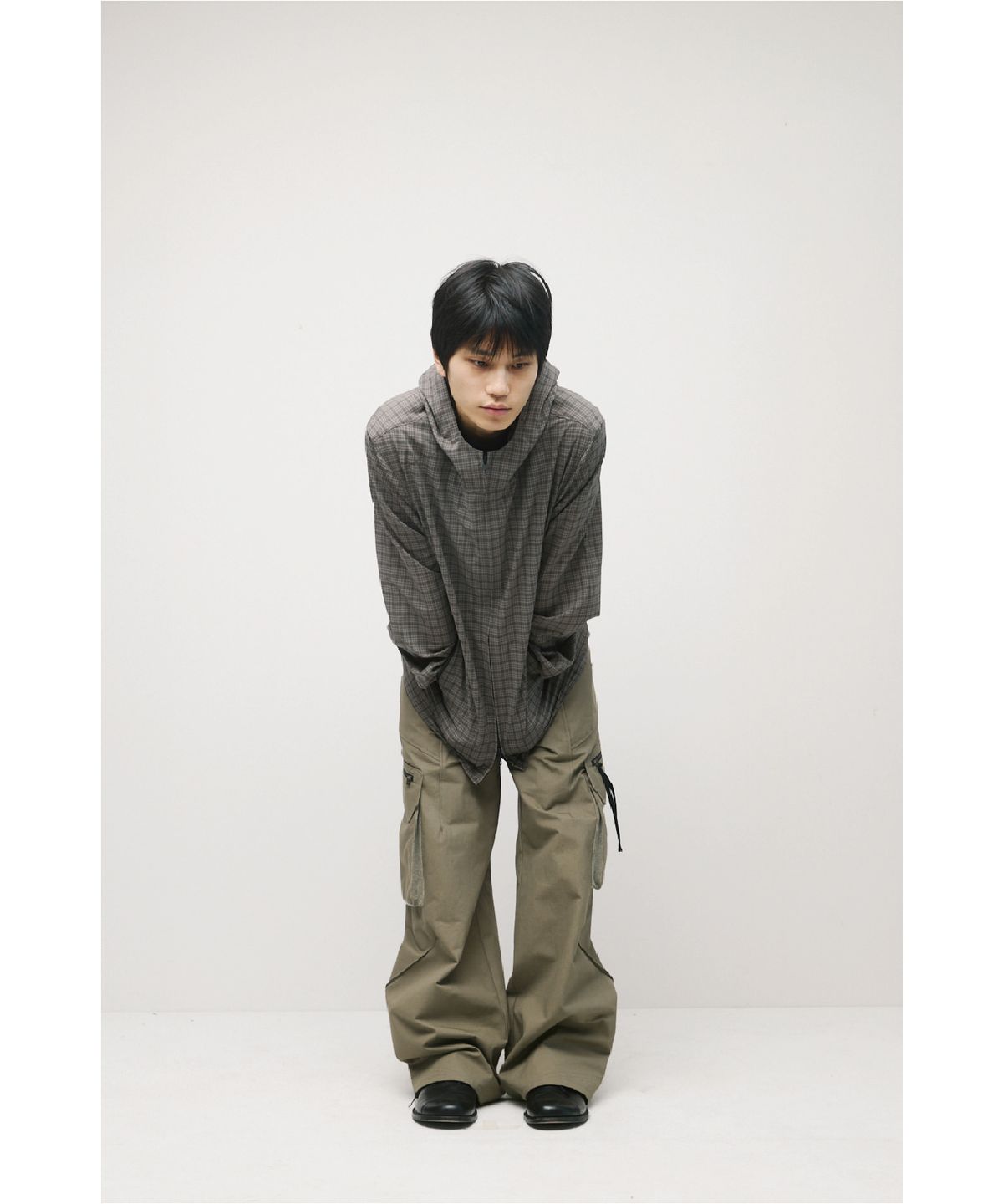 해칭룸(HATCHINGROOM) Vented WIndbreaker Wool Check Olive