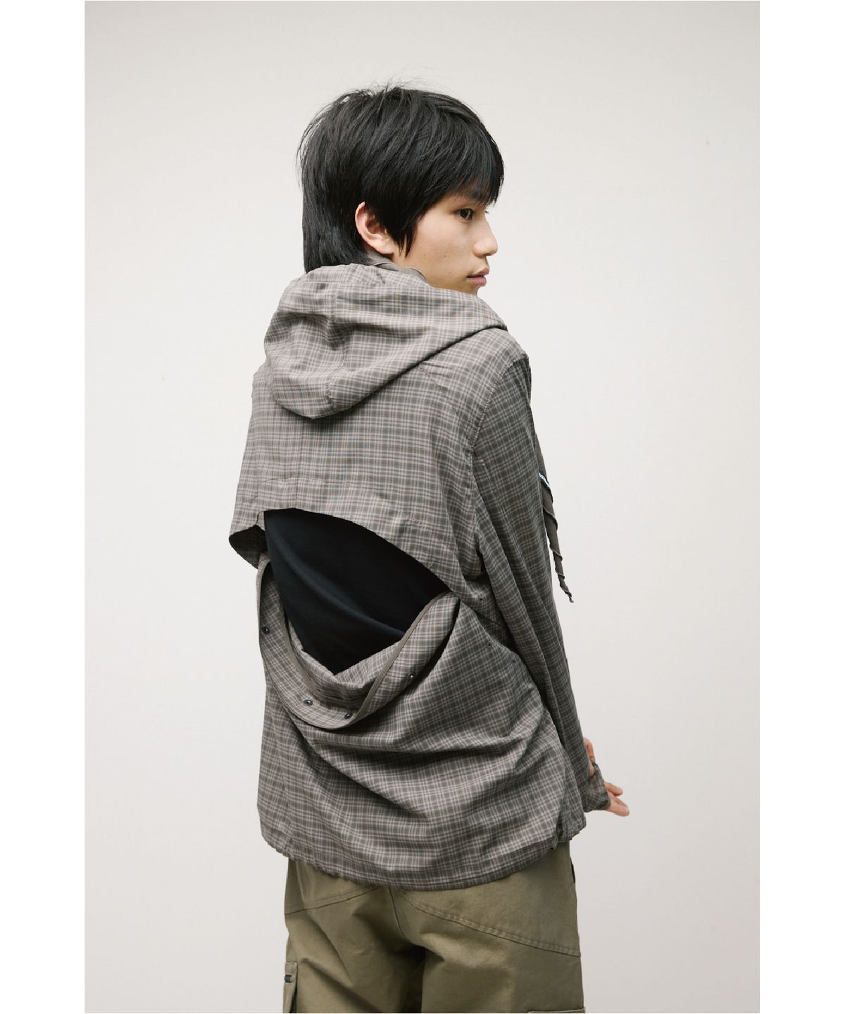 해칭룸(HATCHINGROOM) Vented WIndbreaker Wool Check Olive