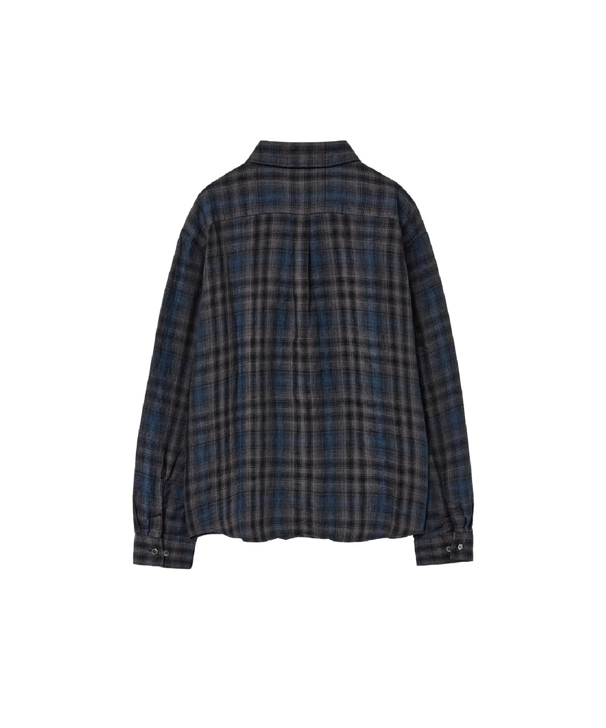 해칭룸(HATCHINGROOM) Museum Shirt Linen Check Charcoal/Blue
