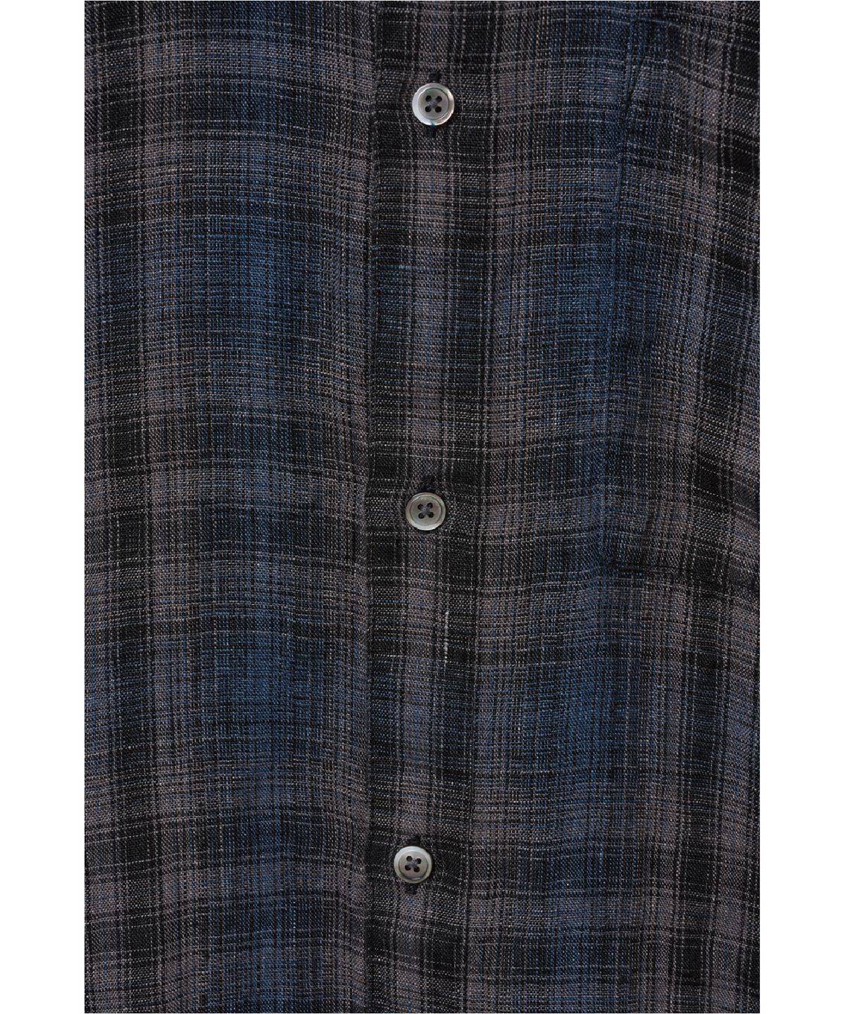 해칭룸(HATCHINGROOM) Museum Shirt Linen Check Charcoal/Blue