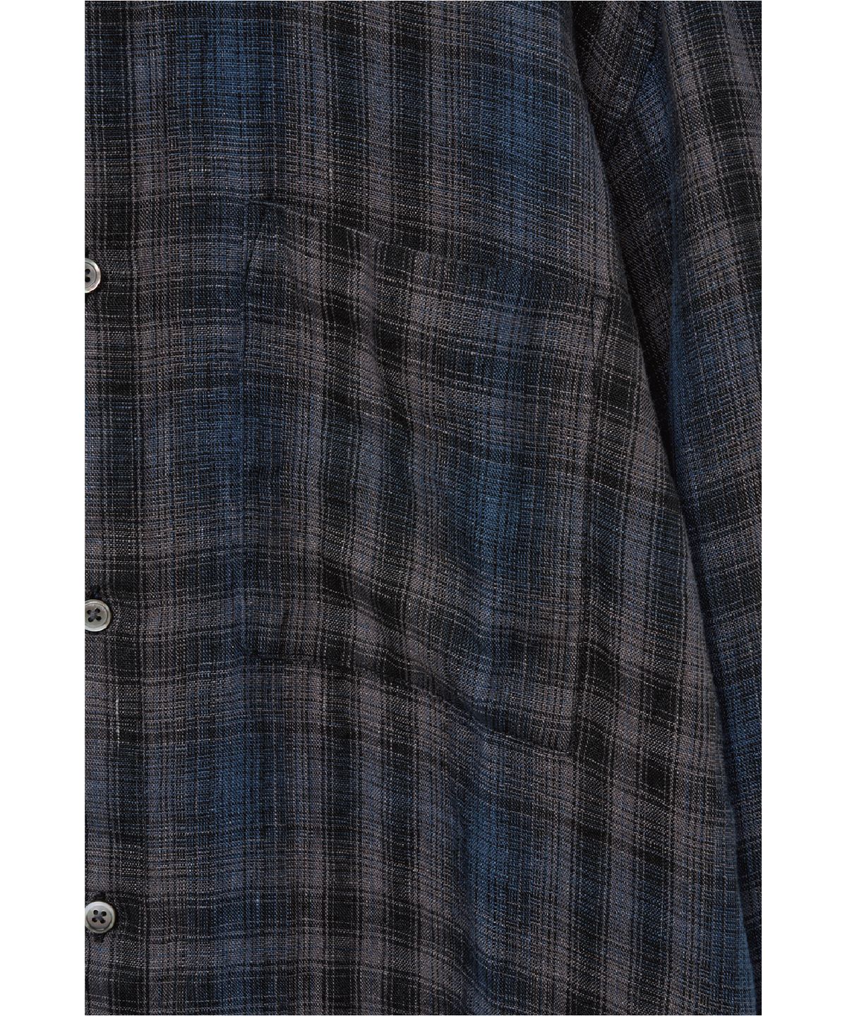 해칭룸(HATCHINGROOM) Museum Shirt Linen Check Charcoal/Blue
