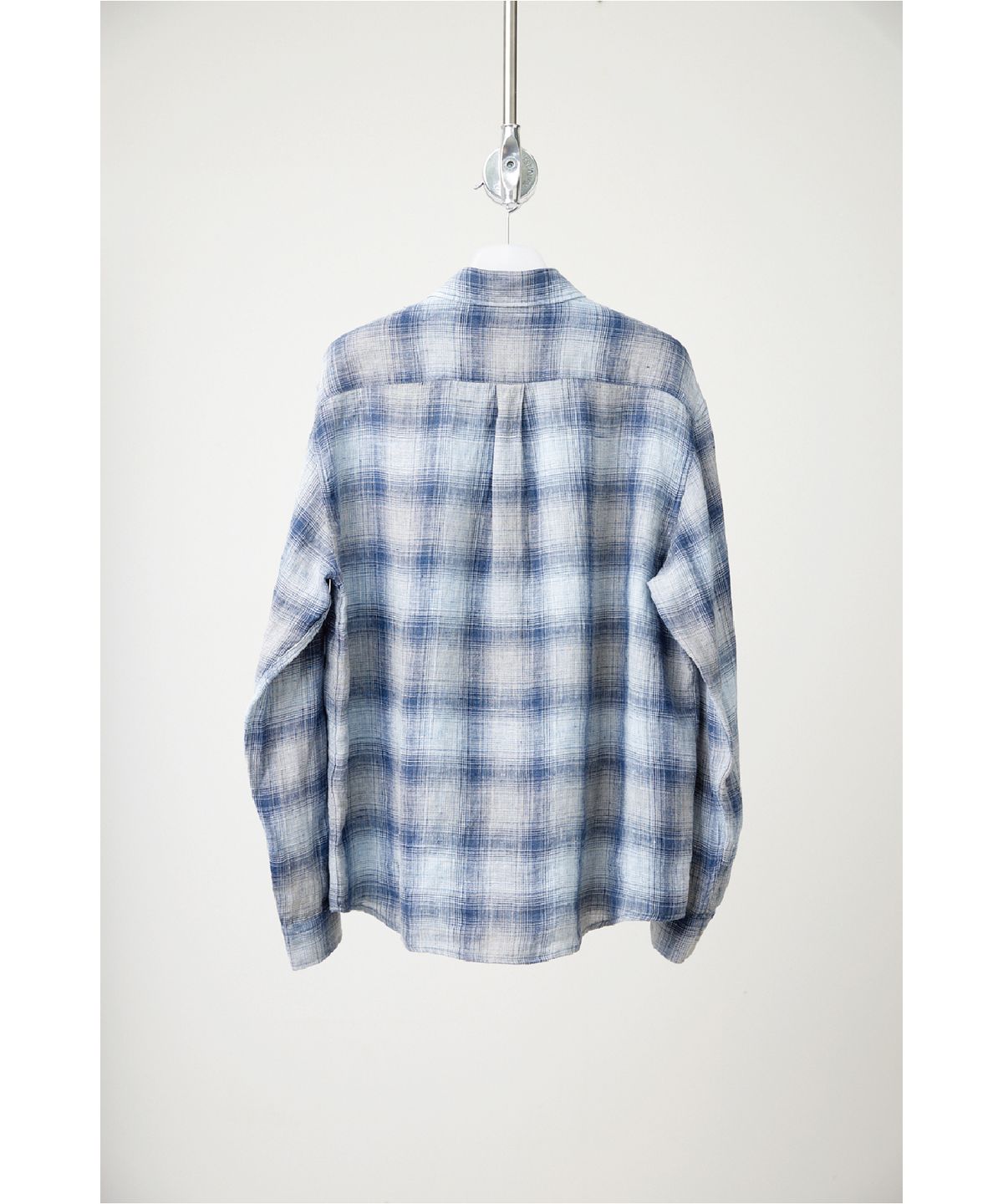 해칭룸(HATCHINGROOM) Museum Shirt Linen Check Blue/Grey