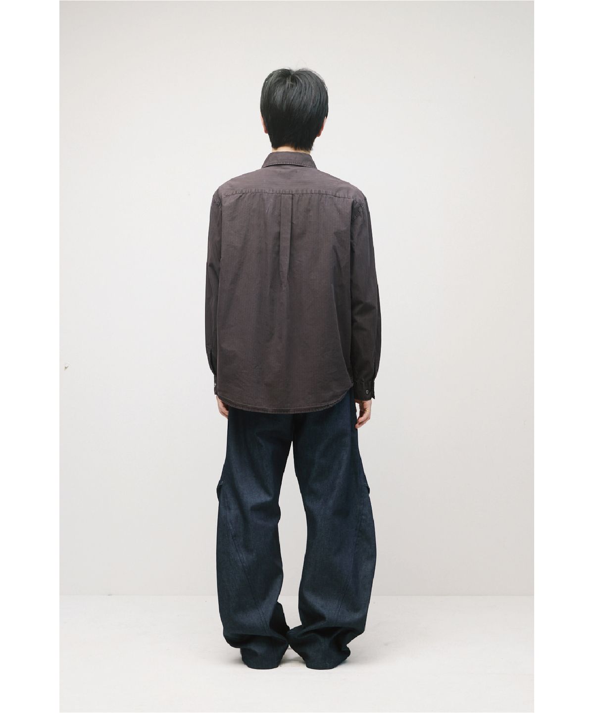 해칭룸(HATCHINGROOM) Museum Shirt Stripe Over Dyed Purple Brown
