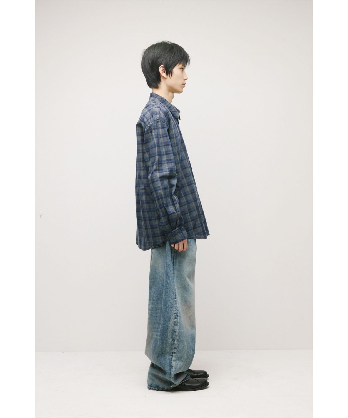 해칭룸(HATCHINGROOM) Classic Shirt Dyed Blue/Charcoal