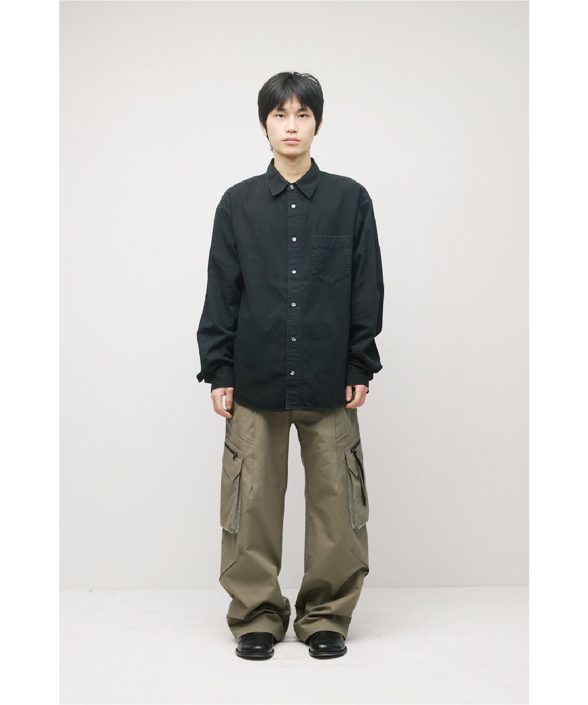 해칭룸(HATCHINGROOM) Over Denim Shirt Jet Black