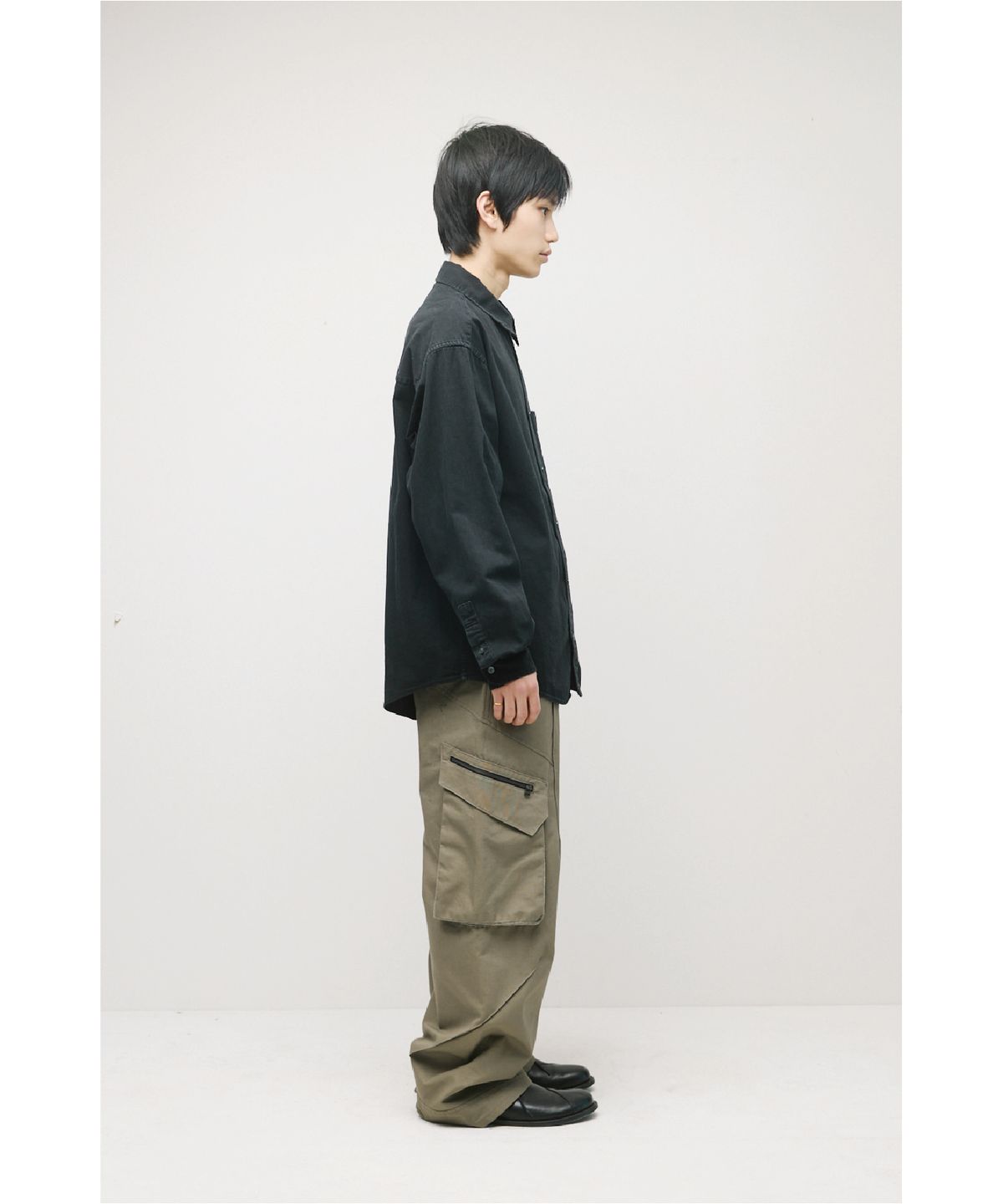 해칭룸(HATCHINGROOM) Over Denim Shirt Jet Black