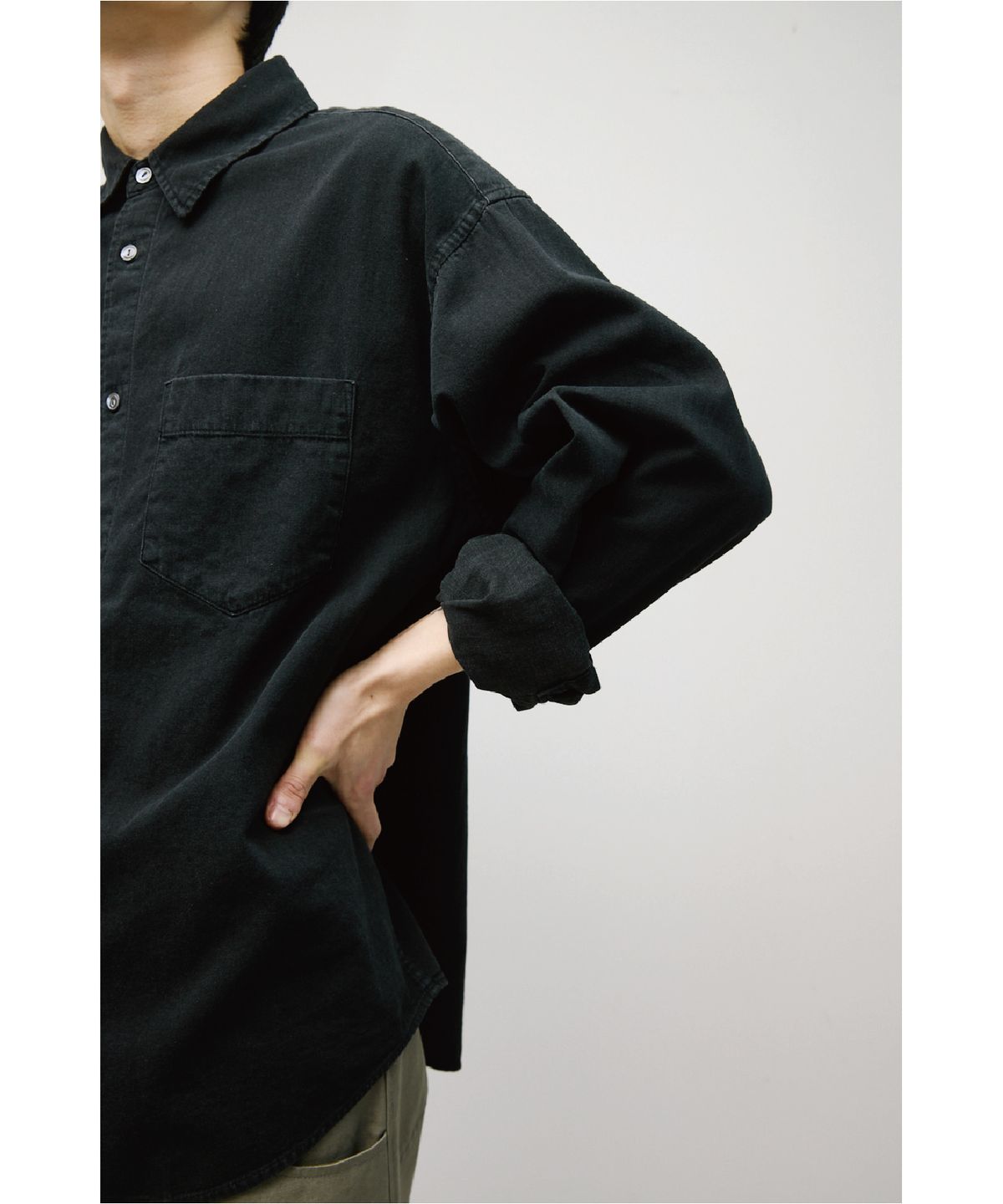 해칭룸(HATCHINGROOM) Over Denim Shirt Jet Black