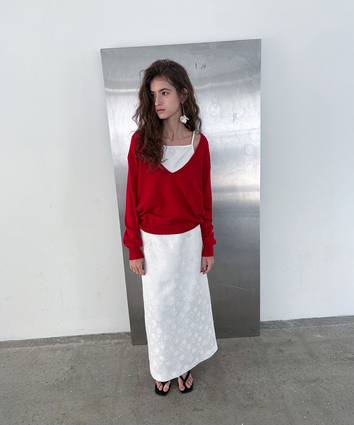 포에트서울(POETSEOUL) Rose Jacquard Skirt_white