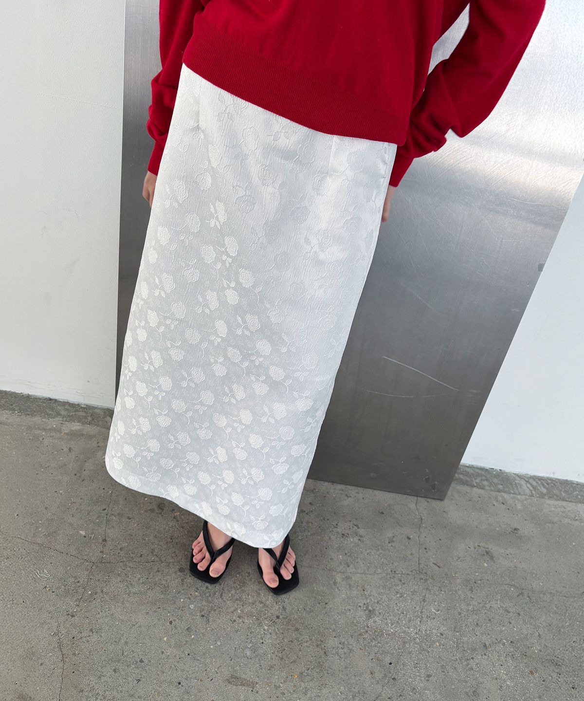 포에트서울(POETSEOUL) Rose Jacquard Skirt_white
