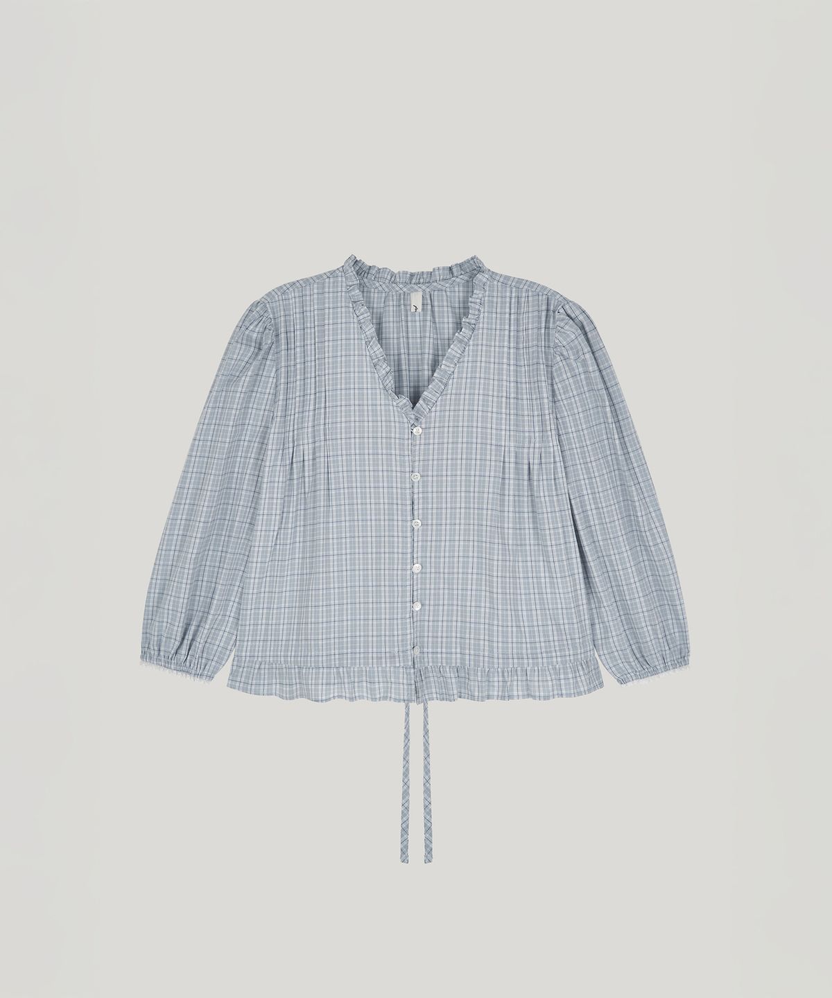 포에트서울(POETSEOUL) Bunny Frill Blouse_check blue