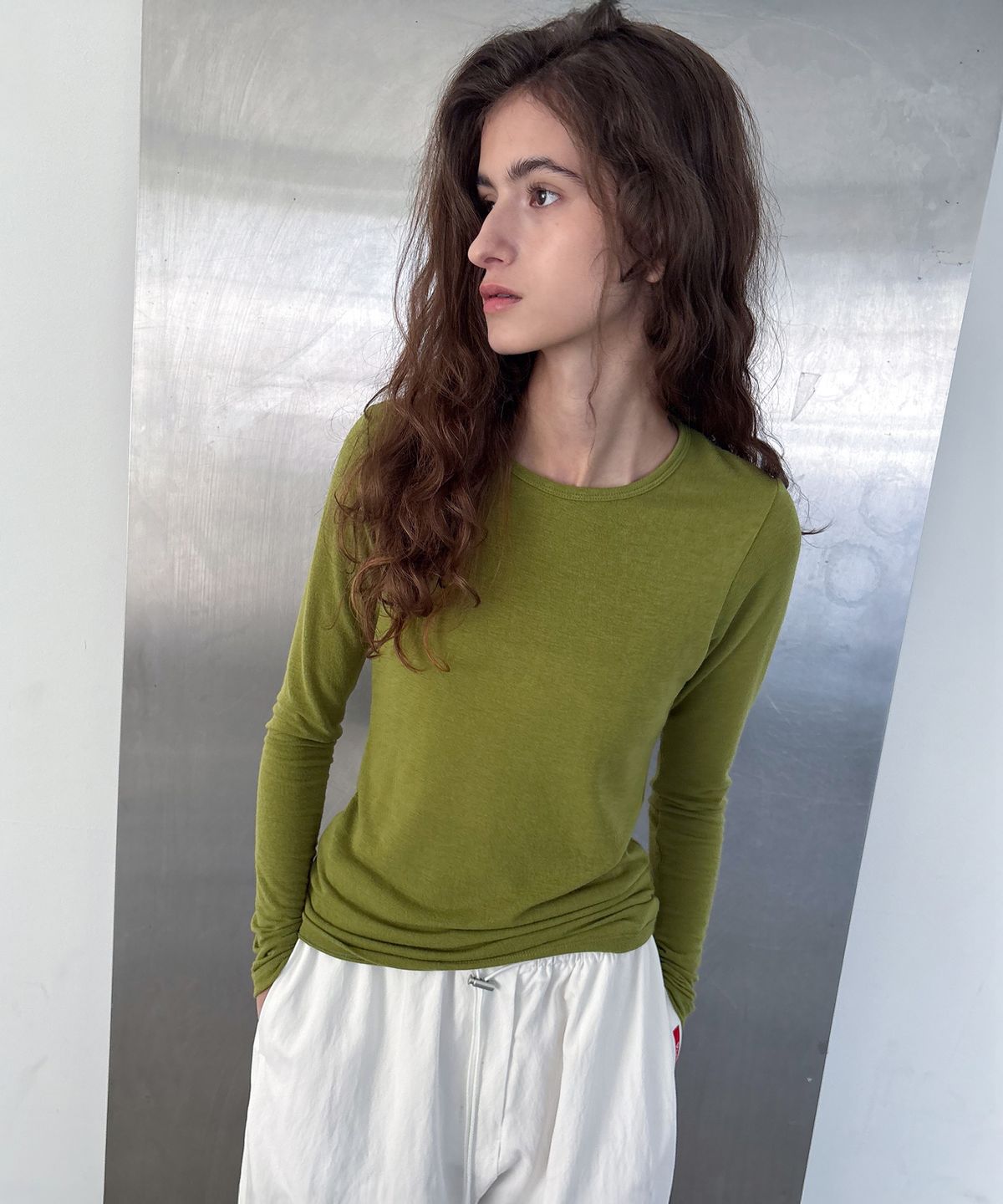 포에트서울(POETSEOUL) wool line t-shirt_olive