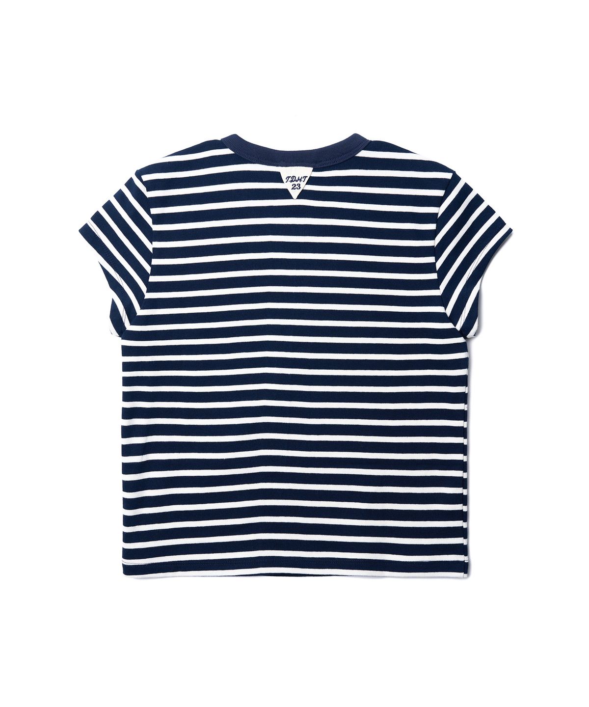 튜드먼트(TTUDEMENT) 50s EMBROIDERED STRIPED SLIM FIT T-SHIRT_NAVY