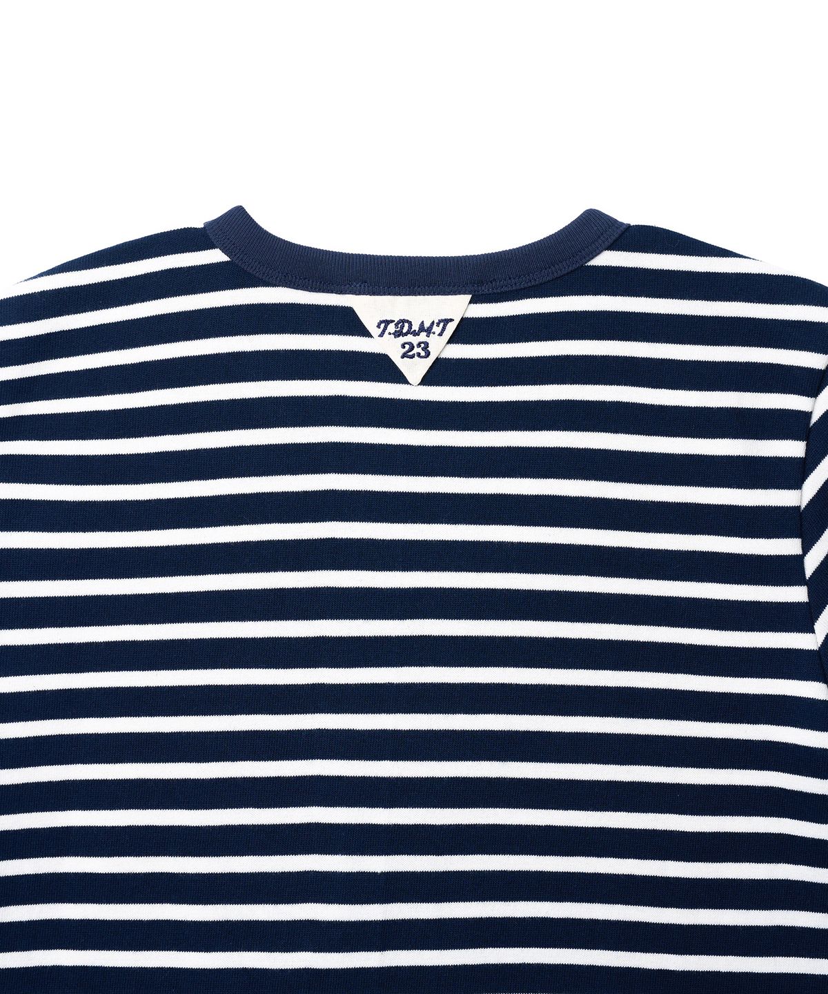 튜드먼트(TTUDEMENT) 50s EMBROIDERED STRIPED SLIM FIT T-SHIRT_NAVY