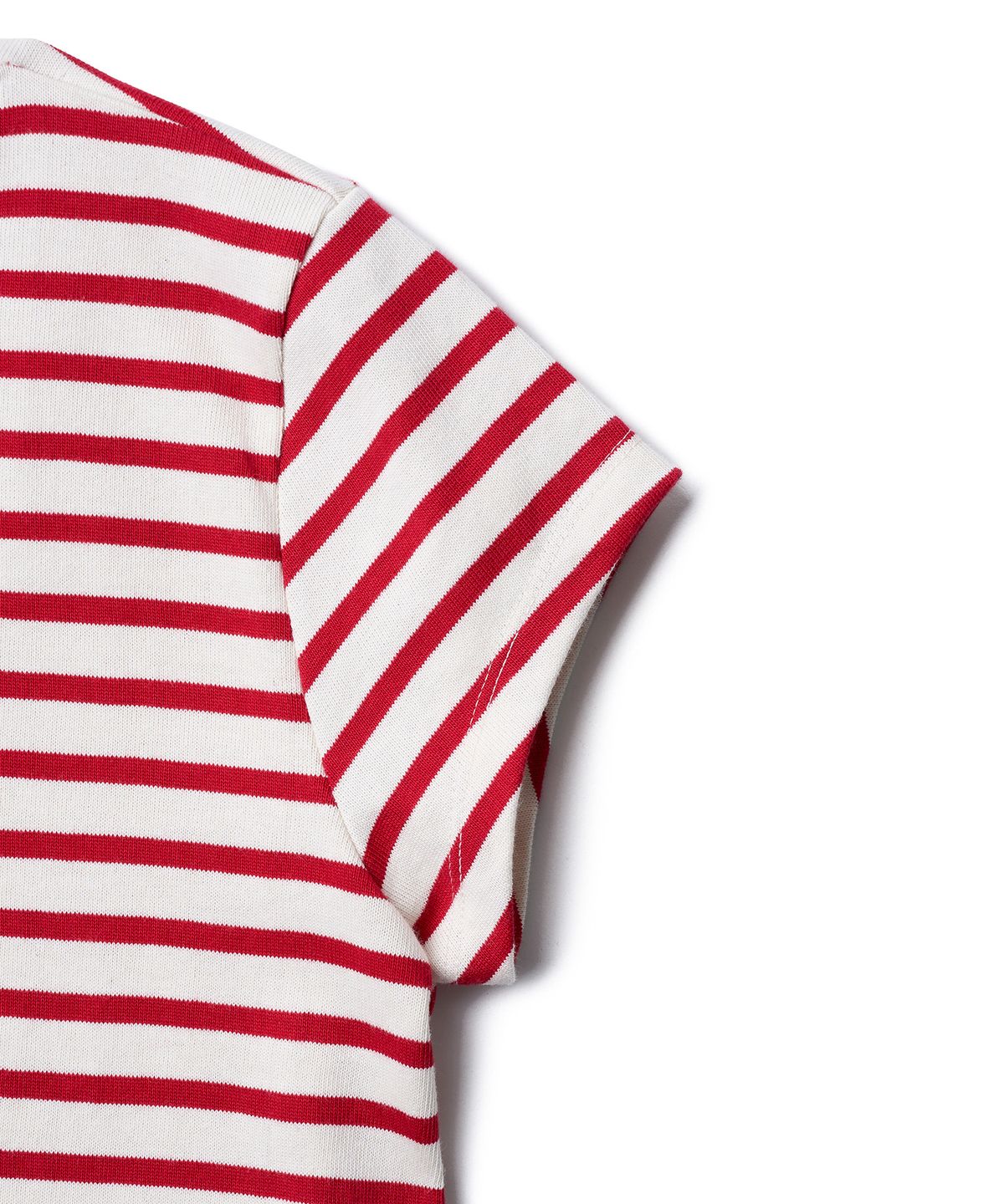 튜드먼트(TTUDEMENT) 50s EMBROIDERED STRIPED SLIM FIT T-SHIRT_RED