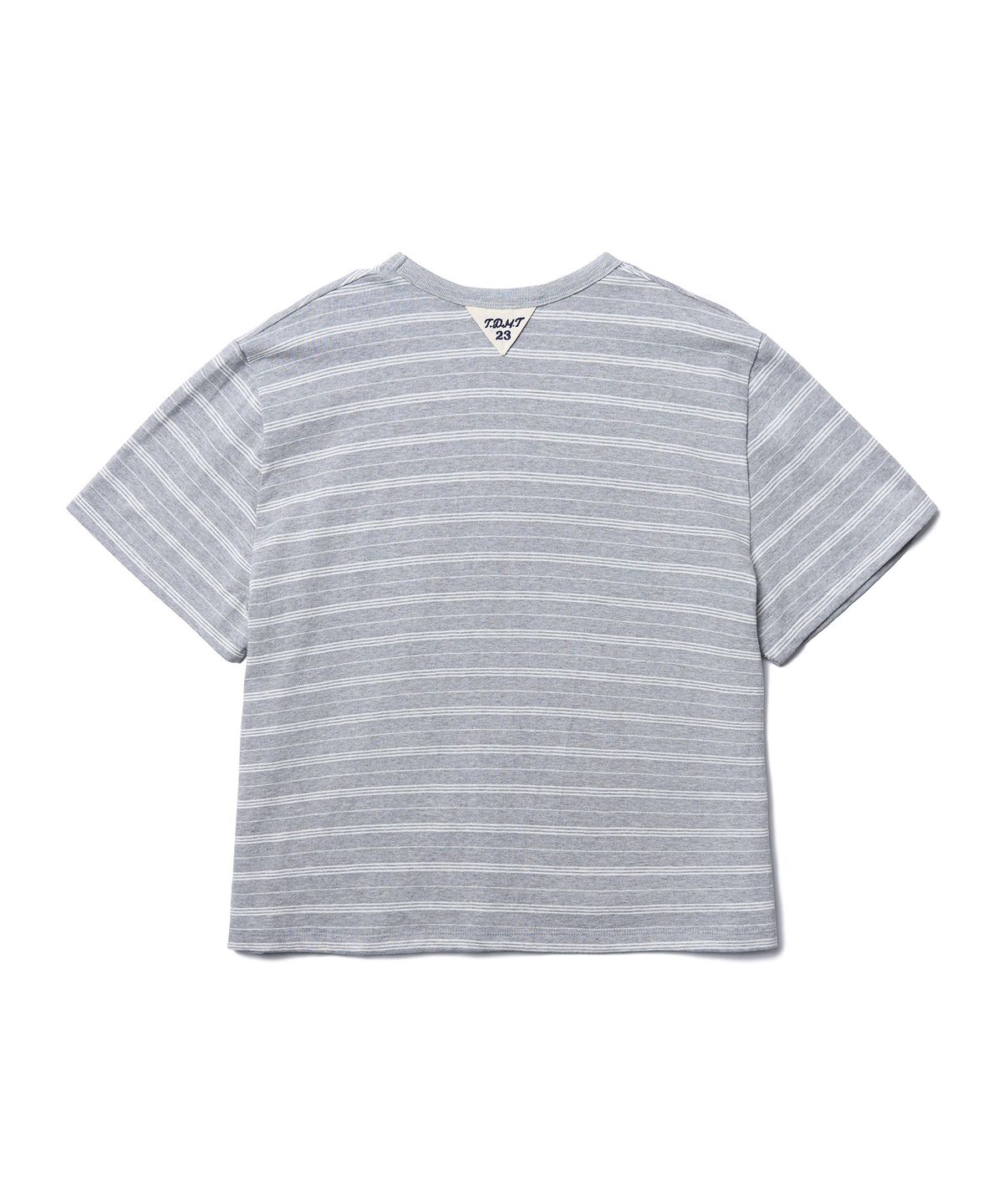 튜드먼트(TTUDEMENT) 50s EMBROIDERED STRIPED SEMI OVER FIT T-SHIRT_MELANGE GREY