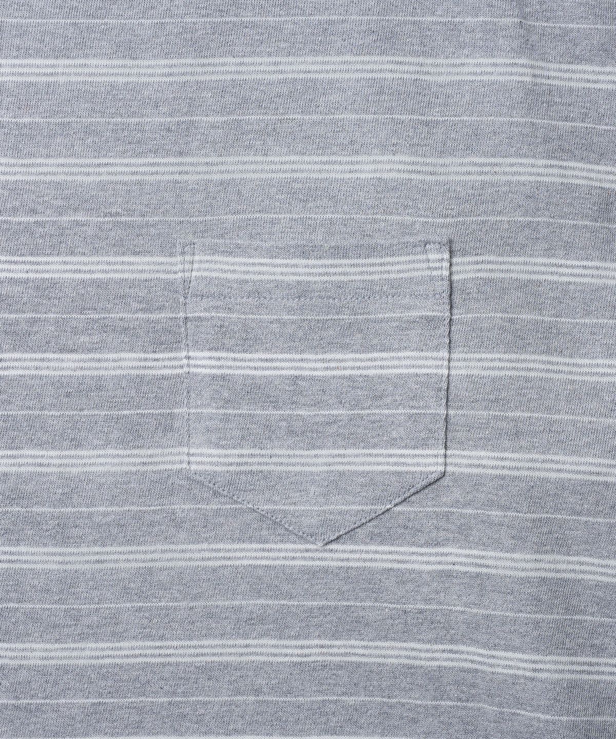 튜드먼트(TTUDEMENT) 50s EMBROIDERED STRIPED SEMI OVER FIT T-SHIRT_MELANGE GREY