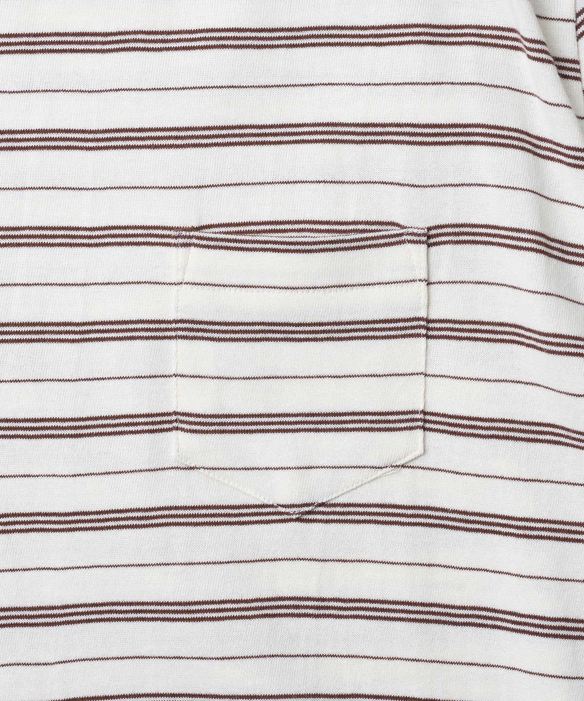 튜드먼트(TTUDEMENT) 50s EMBROIDERED STRIPED SEMI OVER FIT T-SHIRT_BROWN