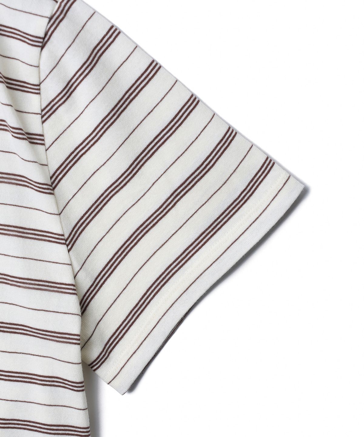 튜드먼트(TTUDEMENT) 50s EMBROIDERED STRIPED SEMI OVER FIT T-SHIRT_BROWN