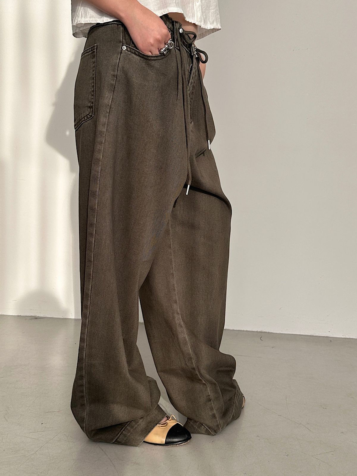 아포엠(APOEM) Stopper Wide Denim Pants (2C)