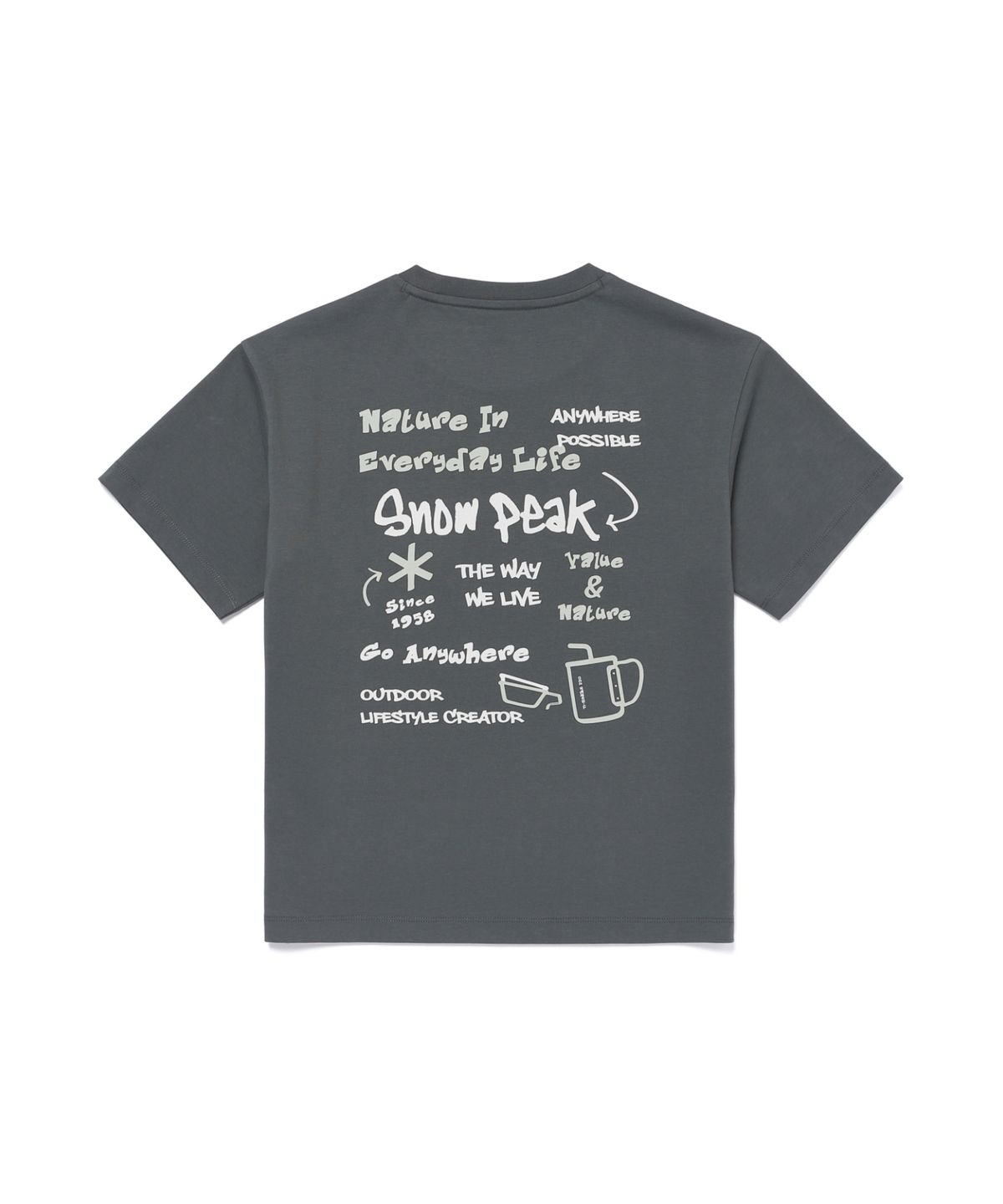 스노우피크 어패럴 키즈(SNOWPEAK APPAREL KIDS) 키즈 에어로쿨 두들 그래픽 반팔 티셔츠 (S26MKFTS86) Urban Green