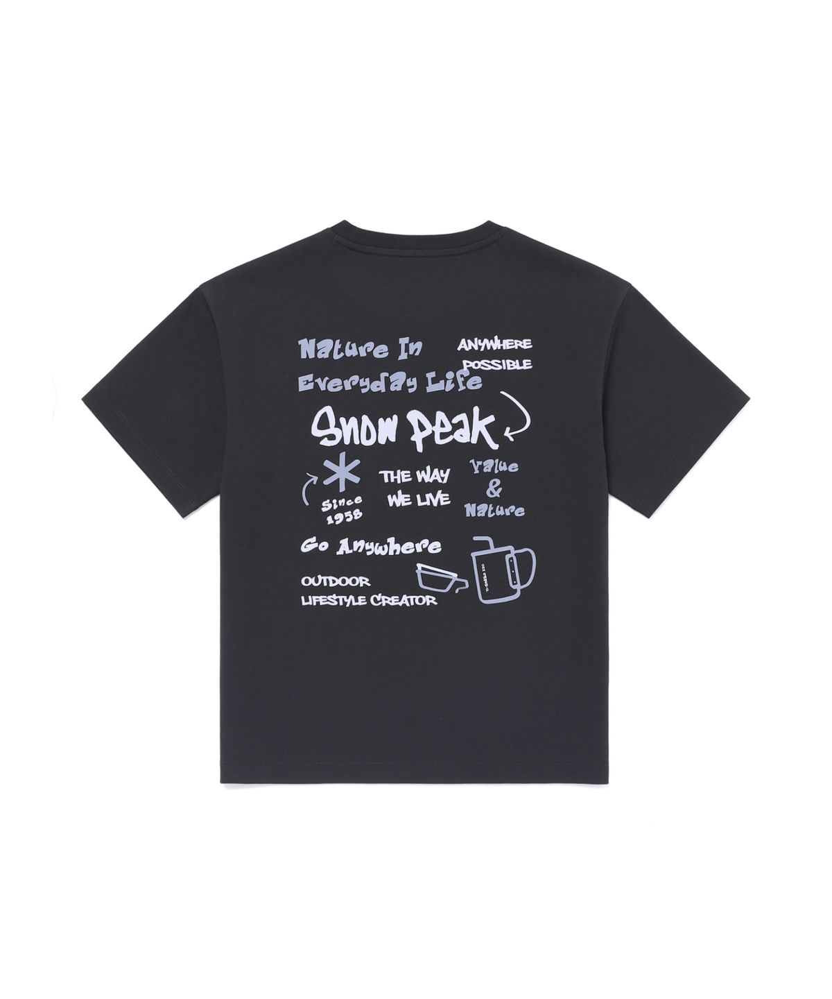 스노우피크 어패럴 키즈(SNOWPEAK APPAREL KIDS) 키즈 에어로쿨 두들 그래픽 반팔 티셔츠 (S26MKFTS86) Dark Navy