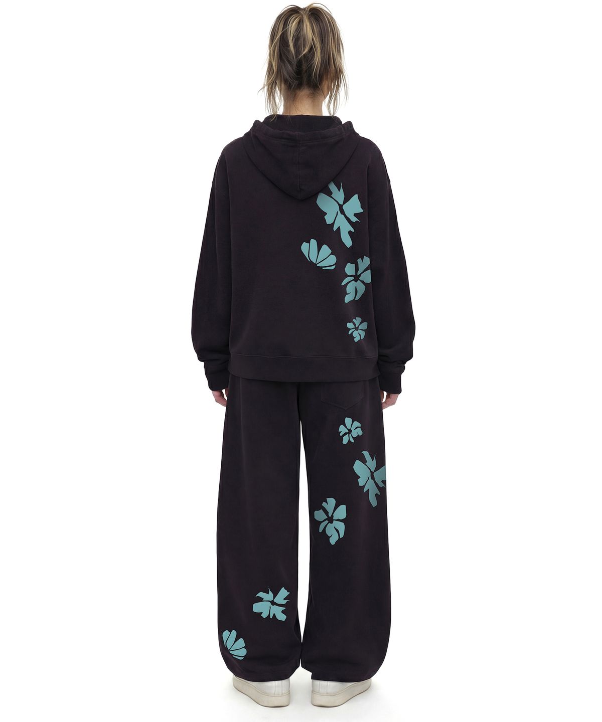그레이버(GRAVER) [UNISEX]STILL FLOWER 트레이닝 와이드 팬츠_BLACK