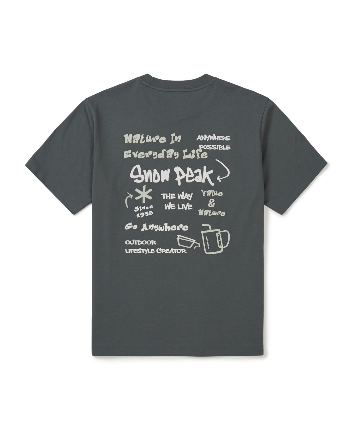스노우피크 어패럴(SNOWPEAK APPAREL) 에어로쿨 두들 그래픽 반팔 티셔츠 (S26MUFTS30) Urban Green