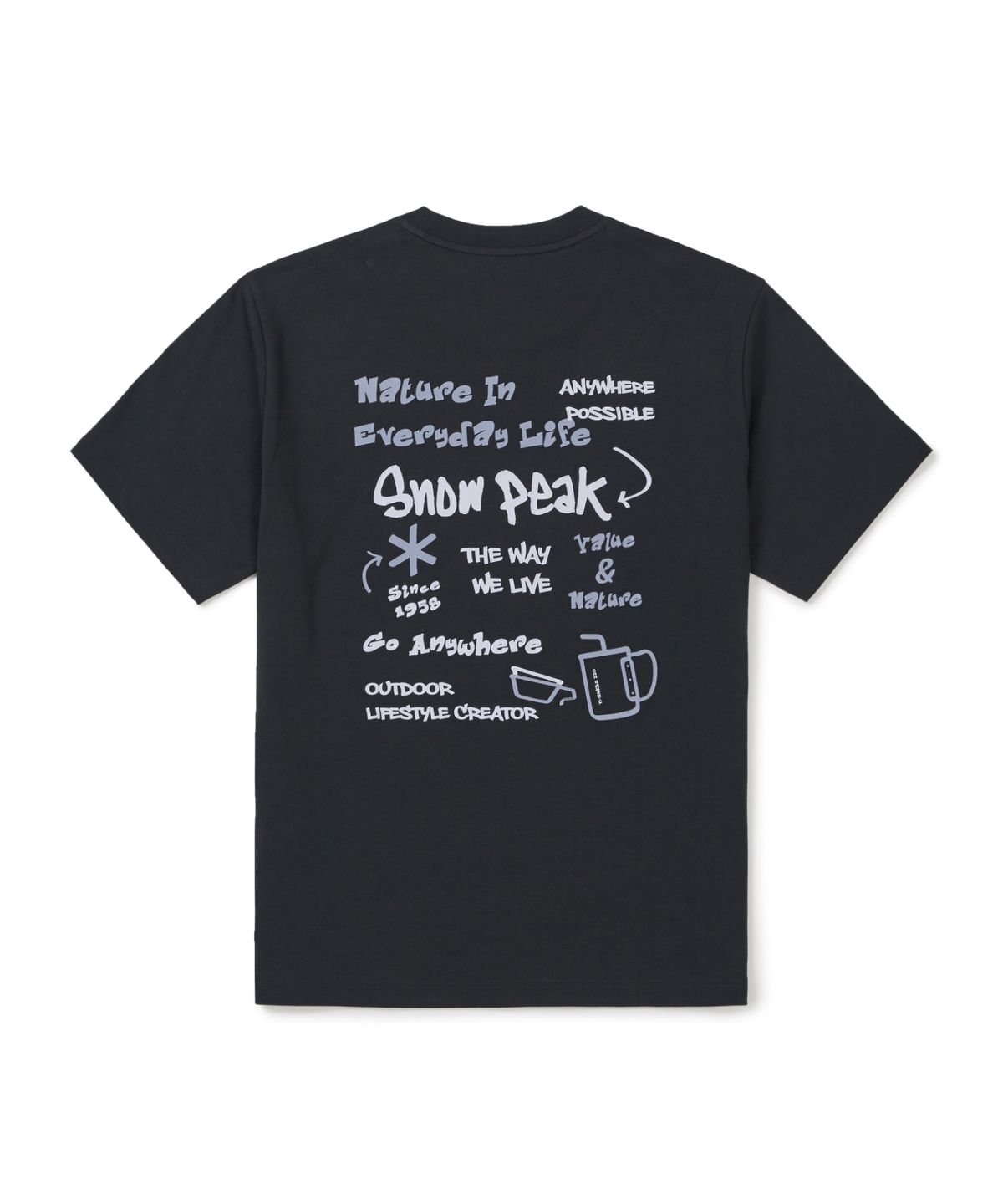 스노우피크 어패럴(SNOWPEAK APPAREL) 에어로쿨 두들 그래픽 반팔 티셔츠 (S26MUFTS30) Dark Navy