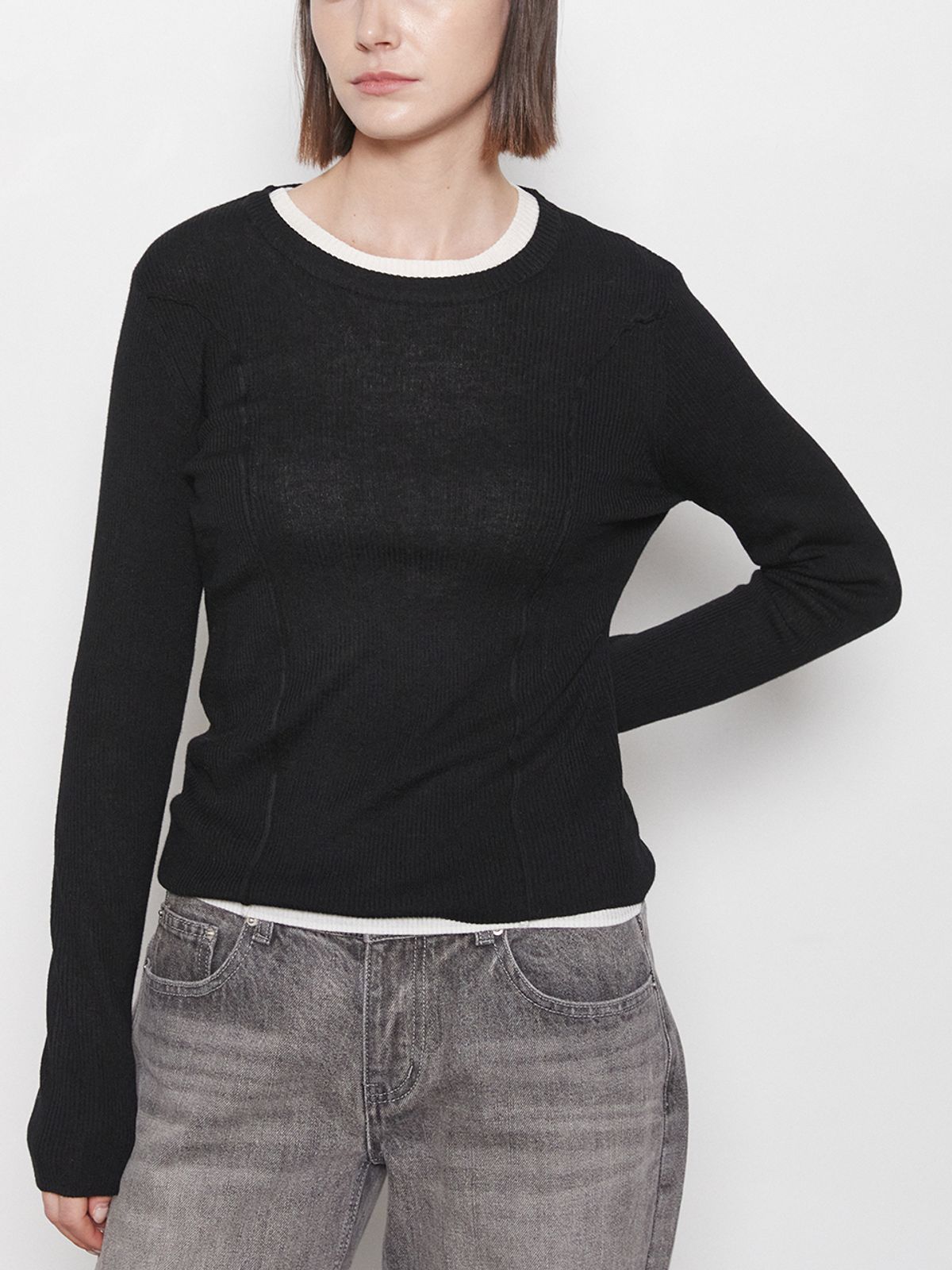레이허(RAYHER) SLIM FIT ROUND KNIT[3COLORS]