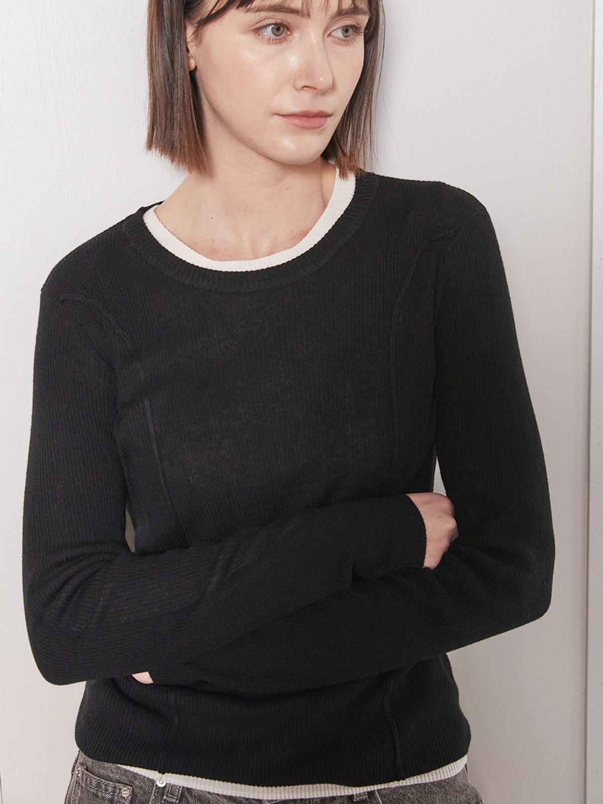 레이허(RAYHER) SLIM FIT ROUND KNIT[3COLORS]