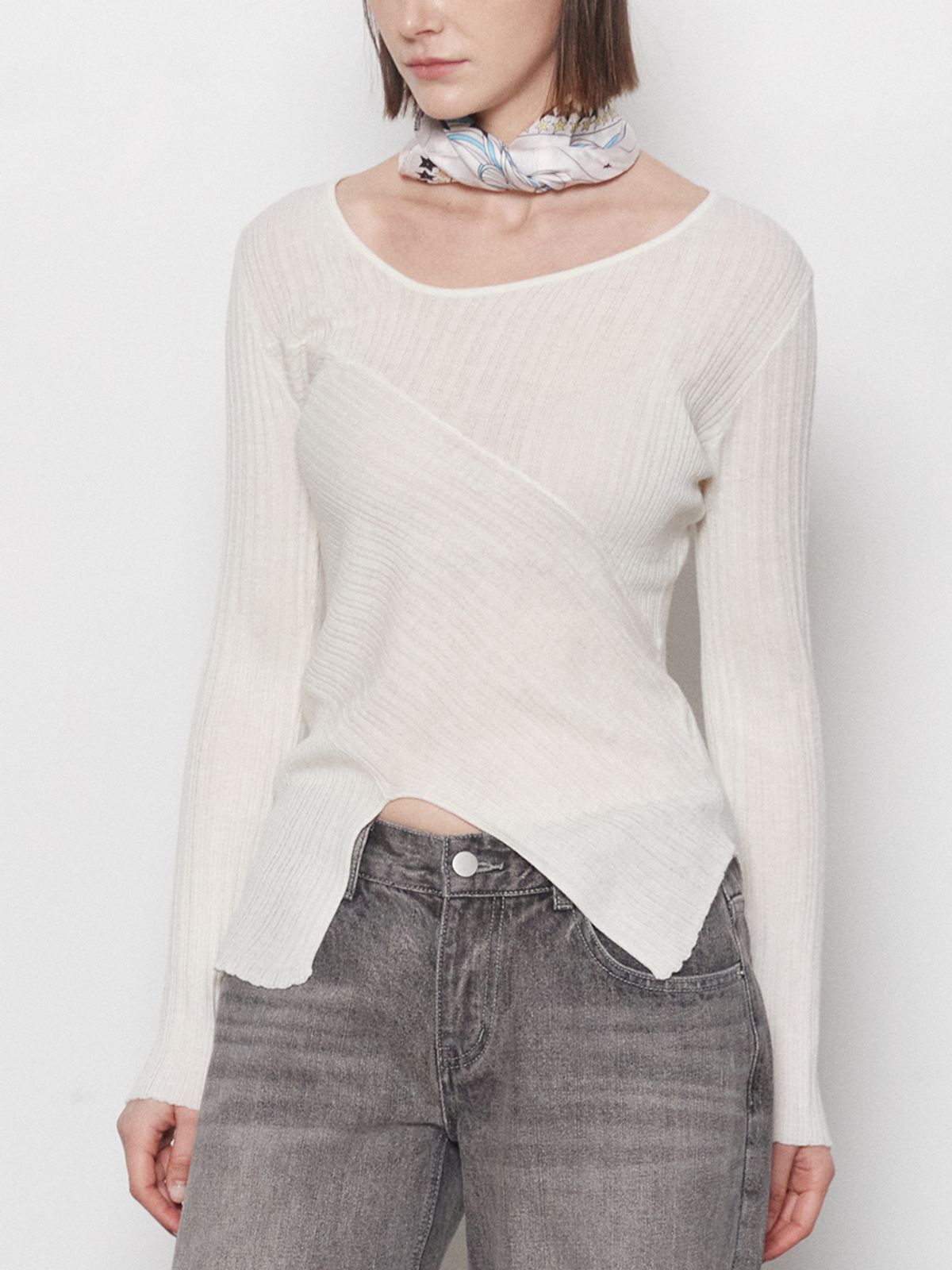 레이허(RAYHER) CUTTING LINE RIB KNIT[2COLORS]