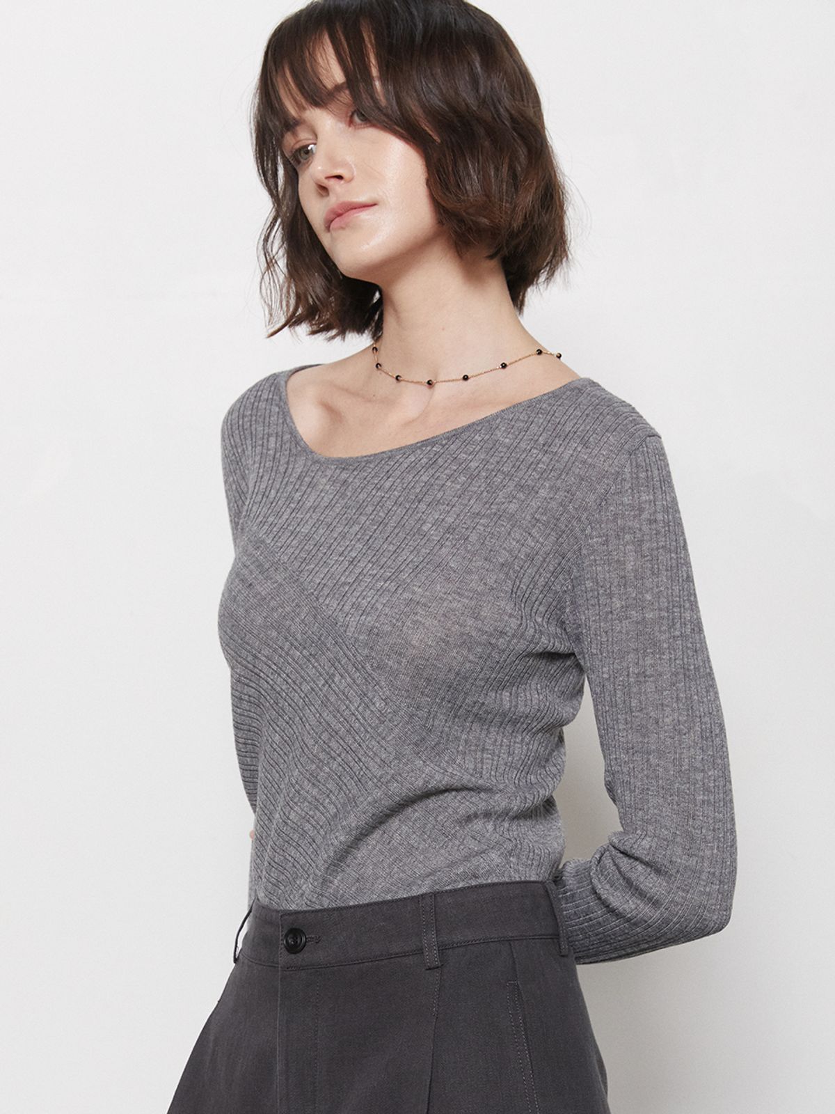 레이허(RAYHER) CUTTING LINE RIB KNIT[2COLORS]