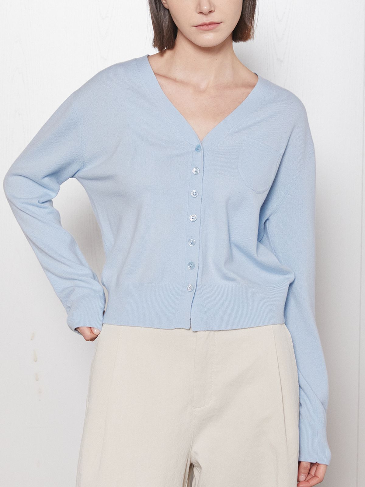 레이허(RAYHER) CASHMERE BLENDED V-NECK CARDIGAN[4COLORS]