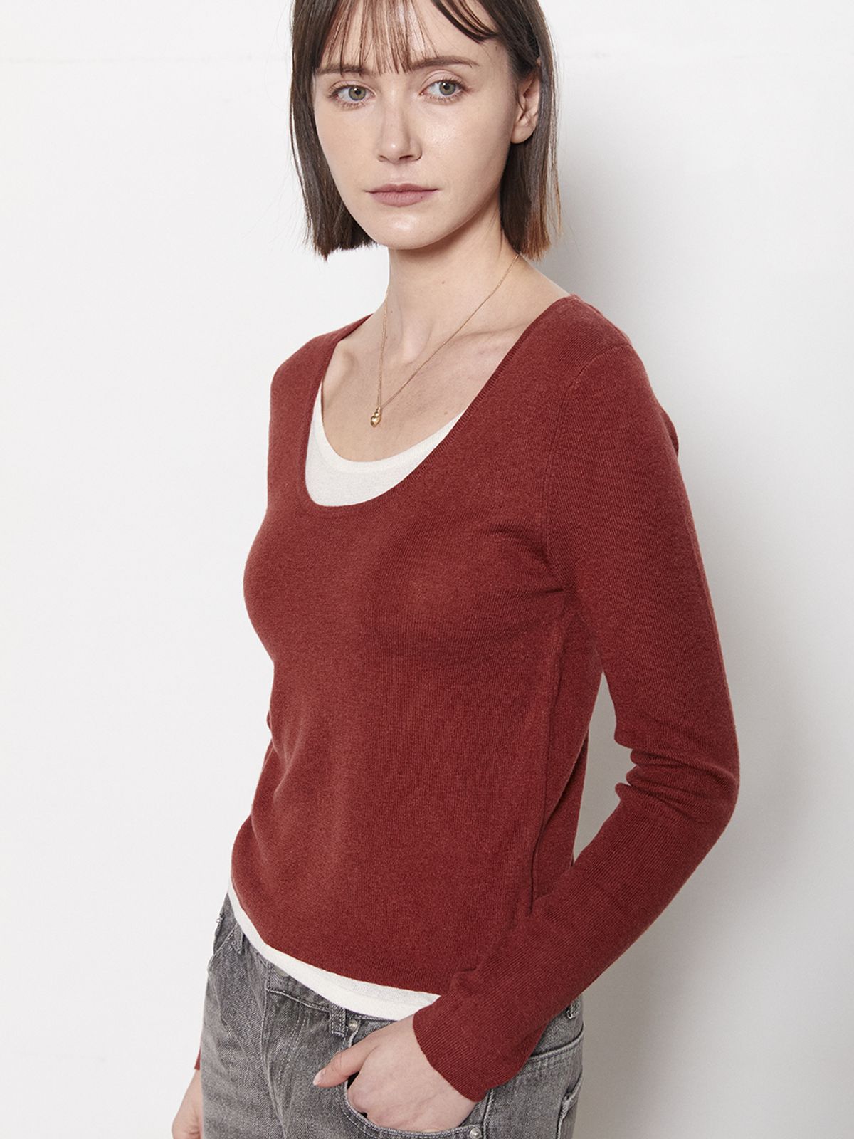 레이허(RAYHER) LAYERED ROUND KNIT[2COLORS]