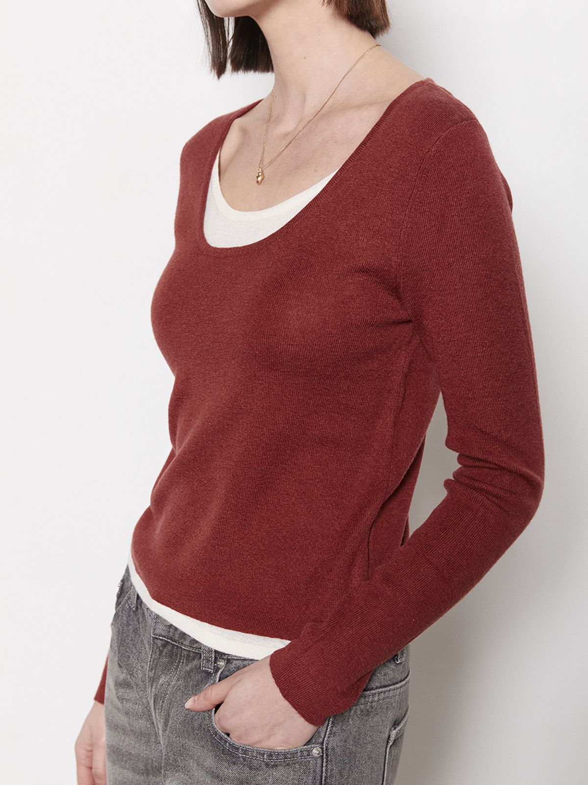 레이허(RAYHER) LAYERED ROUND KNIT[2COLORS]
