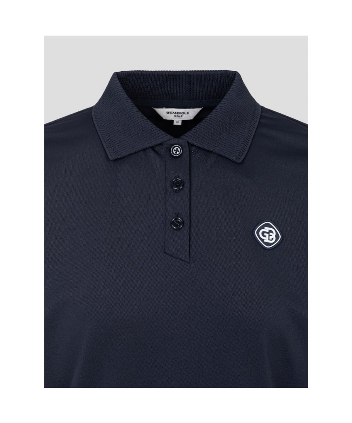 빈폴골프(BEANPOLE GOLF) 여성 로고 타공 칼라 반소매 티셔츠 - 네이비