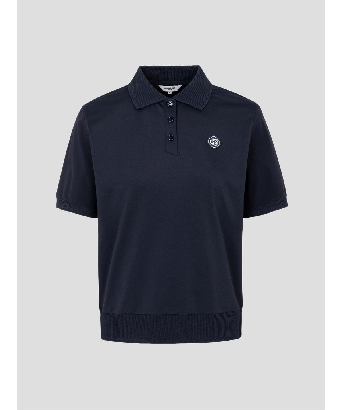 빈폴골프(BEANPOLE GOLF) 여성 로고 타공 칼라 반소매 티셔츠 - 네이비