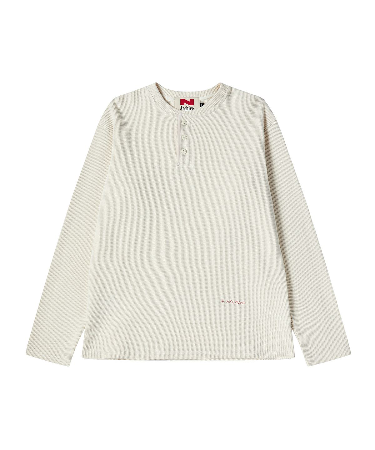 비욘드클로젯(BEYOND CLOSET) [COLLECTION LINE] 헤비 웨이트 와플 헨리넥 티셔츠 크림