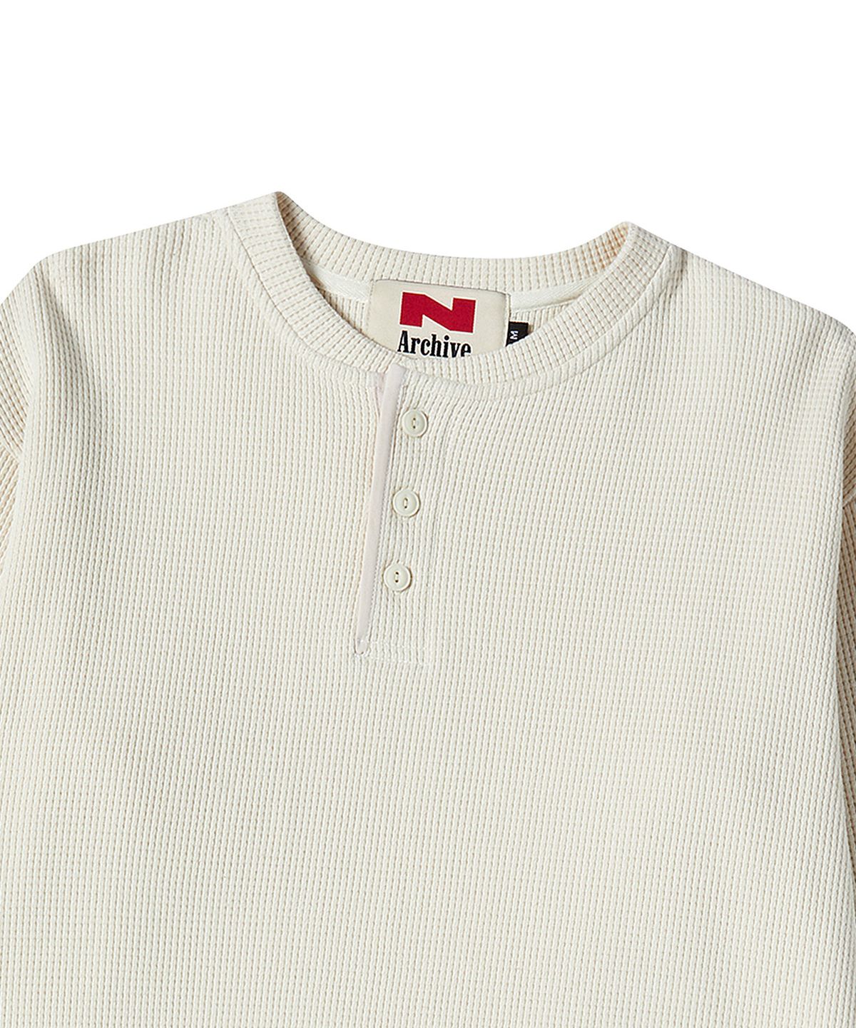비욘드클로젯(BEYOND CLOSET) [COLLECTION LINE] 헤비 웨이트 와플 헨리넥 티셔츠 크림