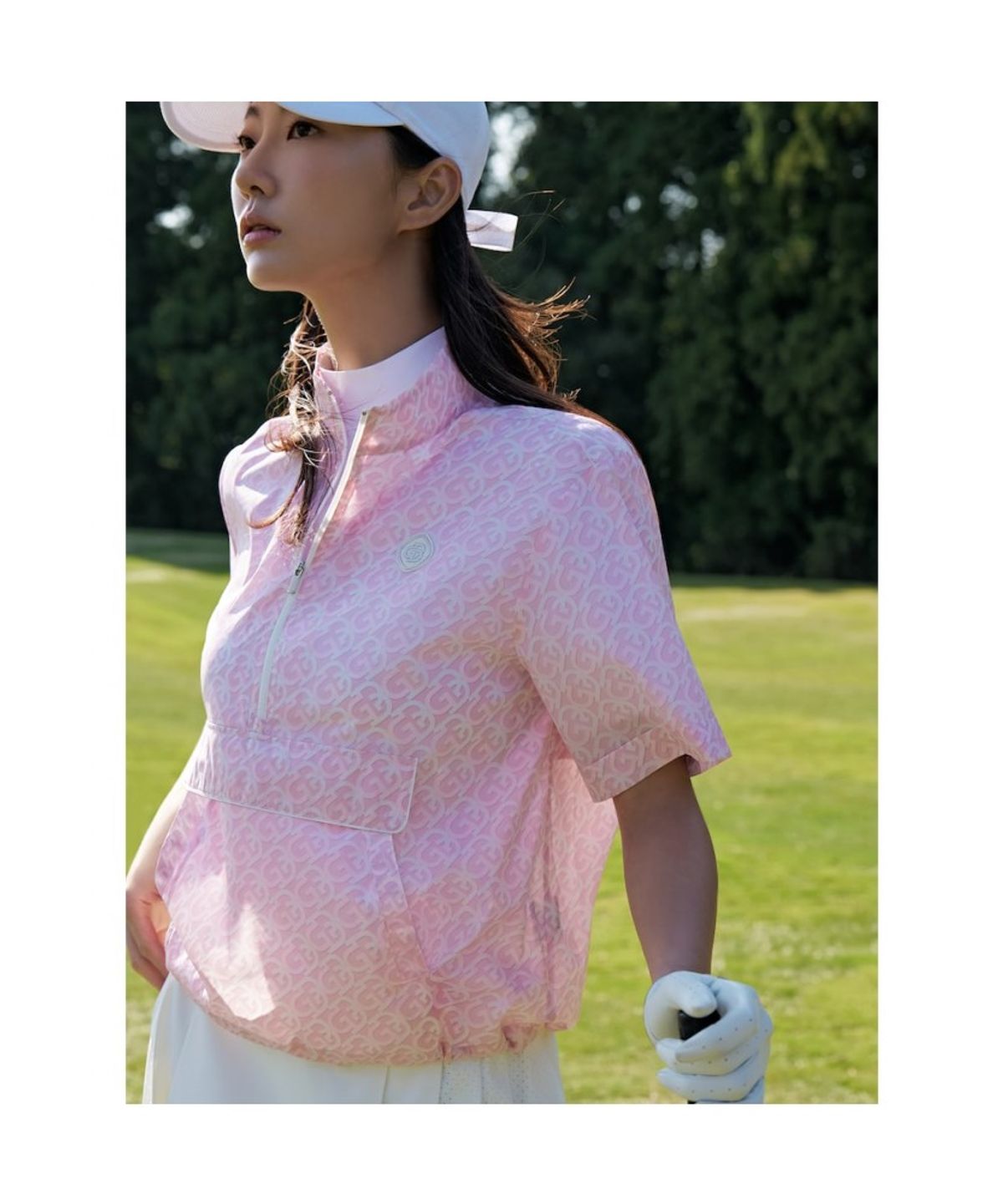 빈폴골프(BEANPOLE GOLF) [B_under] 여성 라인 배색 하이넥 반소매 티셔츠 - 화이트
