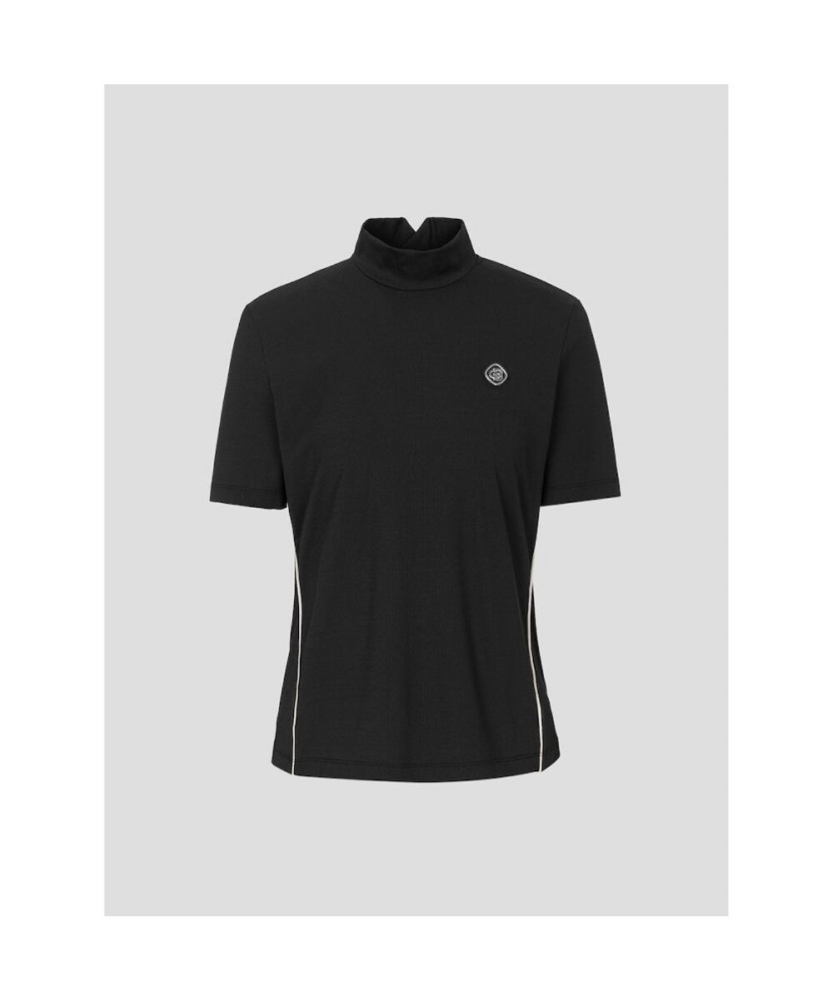 빈폴골프(BEANPOLE GOLF) [B_under] 여성 라인 배색 하이넥 반소매 티셔츠 - 블랙