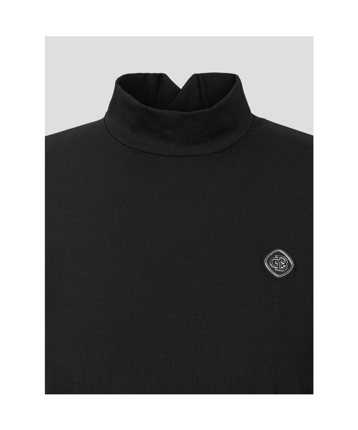 빈폴골프(BEANPOLE GOLF) [B_under] 여성 라인 배색 하이넥 반소매 티셔츠 - 블랙