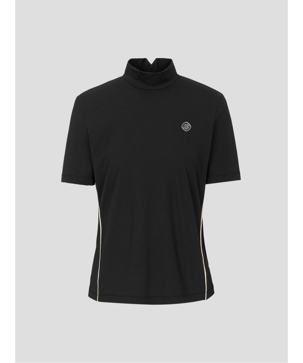 빈폴골프(BEANPOLE GOLF) [B_under] 여성 라인 배색 하이넥 반소매 티셔츠 - 블랙