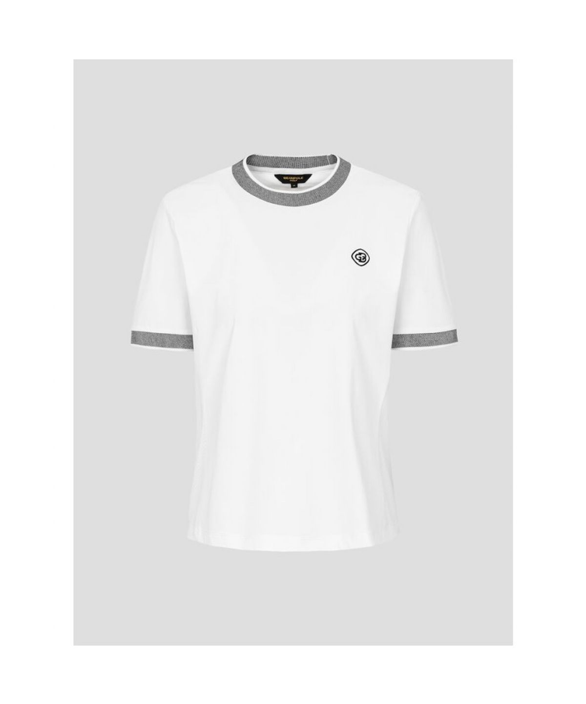 빈폴골프(BEANPOLE GOLF) [B_under] 여성 자카드 모크넥 반소매 티셔츠 - 화이트