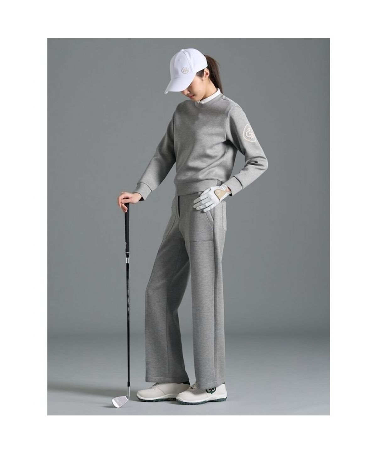 빈폴골프(BEANPOLE GOLF) 여성 라운드넥 블루종핏 긴소매 티셔츠 - 그레이