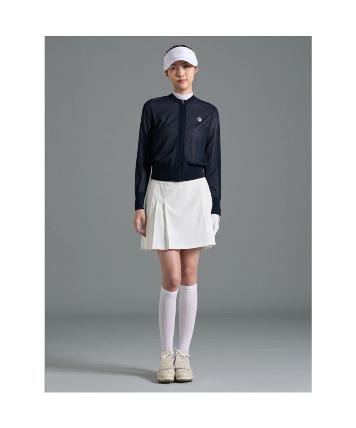 빈폴골프(BEANPOLE GOLF) 여성 시어 풀집 카디건 - 네이비