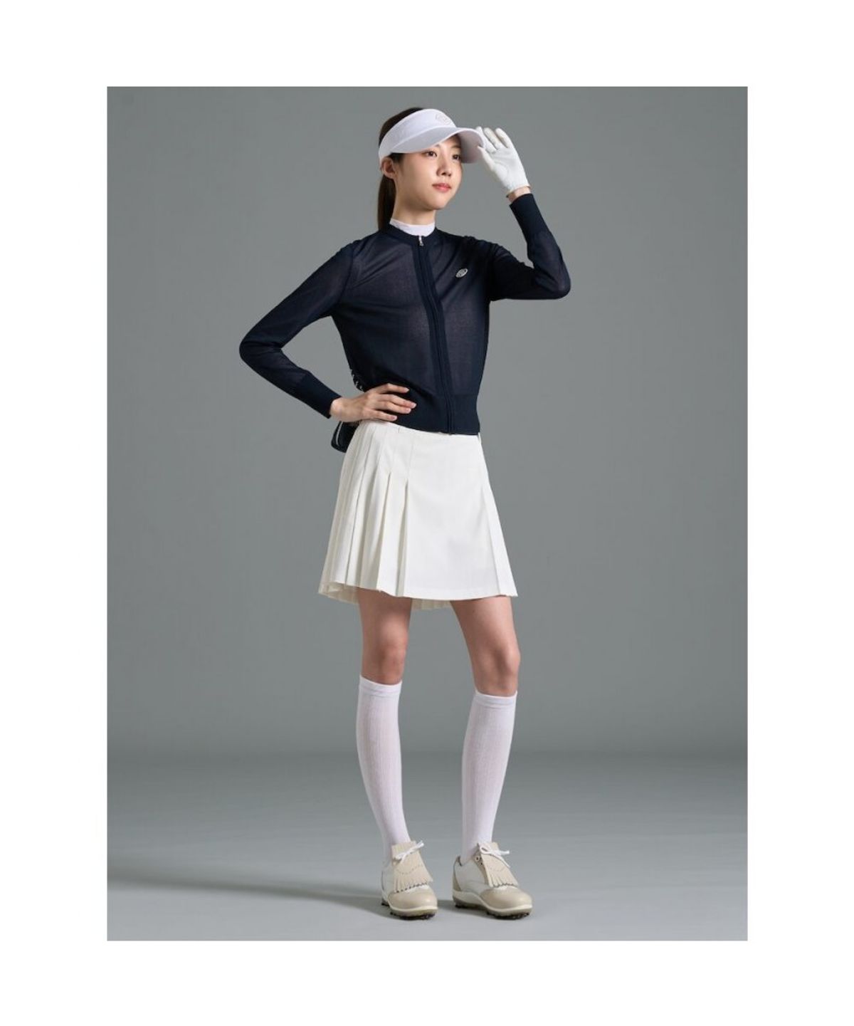 빈폴골프(BEANPOLE GOLF) 여성 시어 풀집 카디건 - 네이비