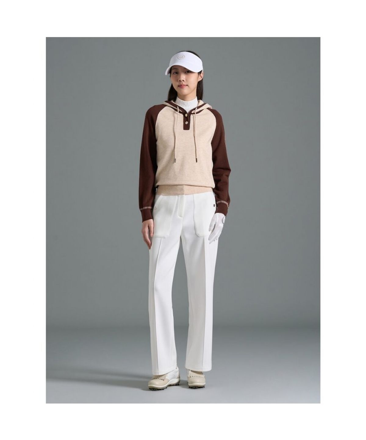 빈폴골프(BEANPOLE GOLF) 여성 후드 긴소매 풀오버 - 와인