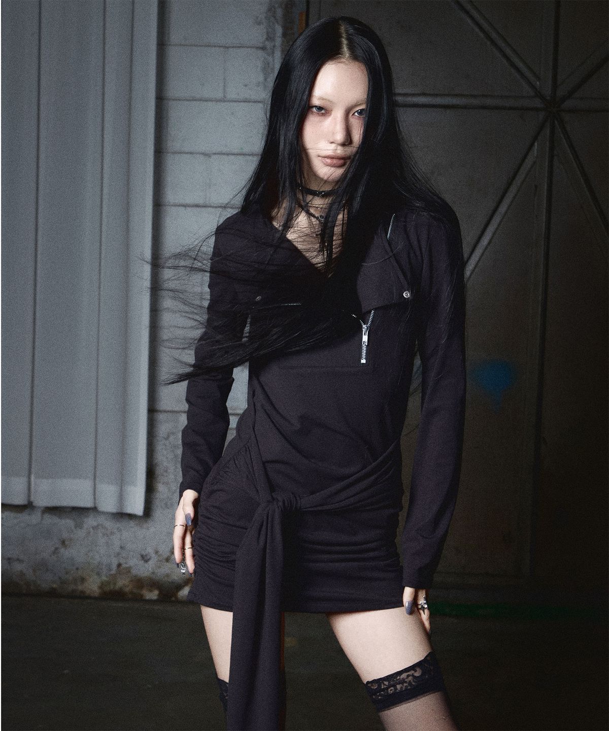 낫노잉(NOTKNOWING) Moto Drape Tee OPS (BLACK)